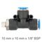 Pu Hose Fitting Tee 10mm X 10mm X 1/8